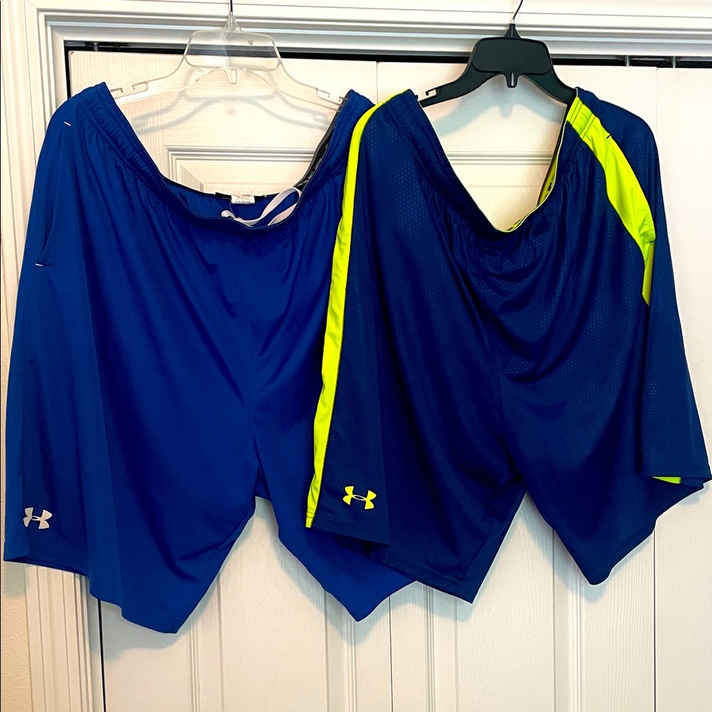BUNDLE 2 PAIRS of Men’s Under Armour Athletic Shorts. Color Blue. Size 2XL
